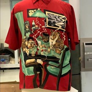 Men’s Dogs Playing Poker short sleeve shirt. XL.